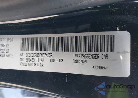 2015 Chrysler 200 Limited из США, поврежденный, VIN 1C3CCCAB5FN574552